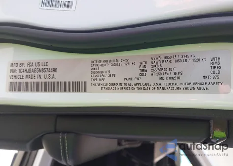 2022 Jeep Grand Cherokee Altitude 4X2 from USA, damaged, VIN 1C4RJGAG5N8574496